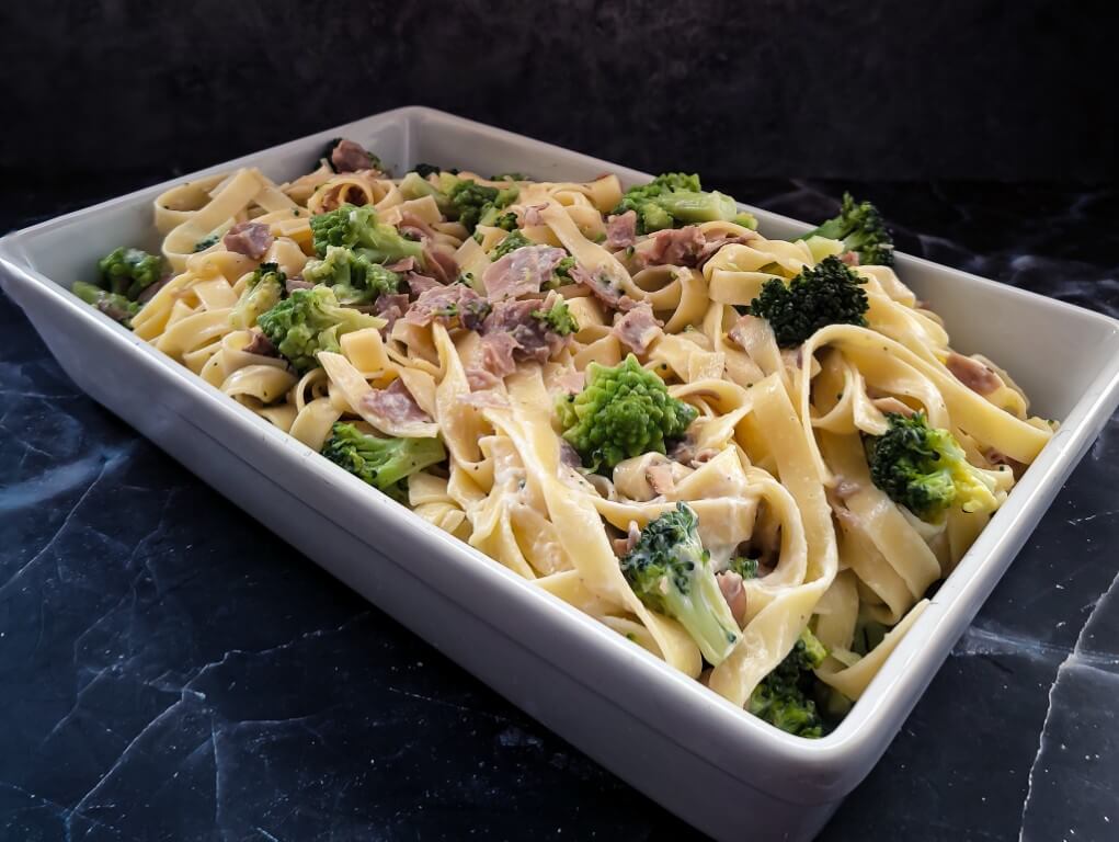 Tagliatelle met Rollade en Creme Fraiche